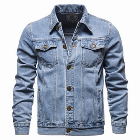 West Louis? Denim Lapel Single Breasted Jeans Jacket NoGapWaistband