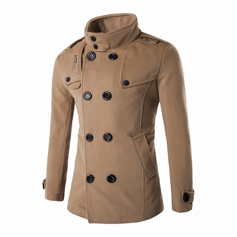 West Louis? England Business Double Breasted Trench Coat Gentle Power Flexible Waistband