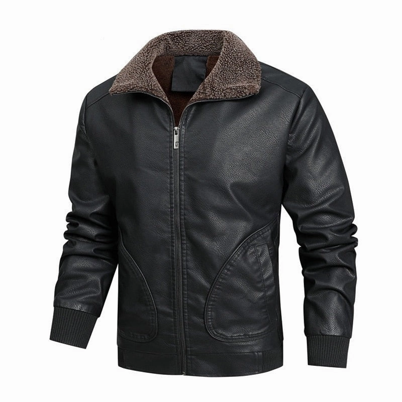 Affordable Luxury West Louis? Fleece Collar Business Style Leather Jacket