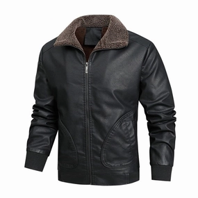 Affordable Luxury West Louis? Fleece Collar Business Style Leather Jacket
