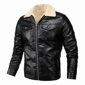 Gothic Touch Quilted Texture West Louis? Fleece Collar Warm Biker Leather Jacket