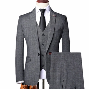 Perfectly Fitted Business Style Fit West Louis? Gentleman Classic Plaid Formal Business Slim 3-Piece Suit