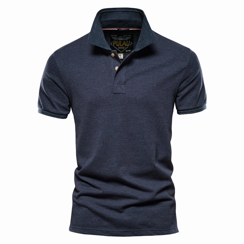 West Louis? Men Classic Cotton Business Polo Shirt Bound Edge Detailing Stylish Neckline