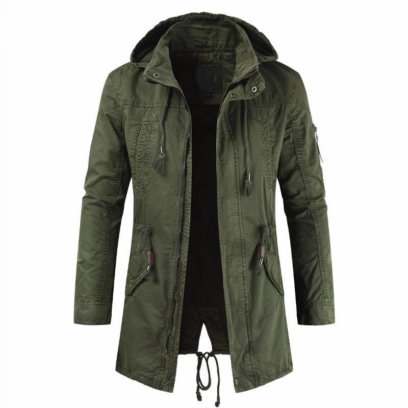 West Louis? Military Tactical Mid-Long Hooded Parka Daily Commute Layering Compatible Cut