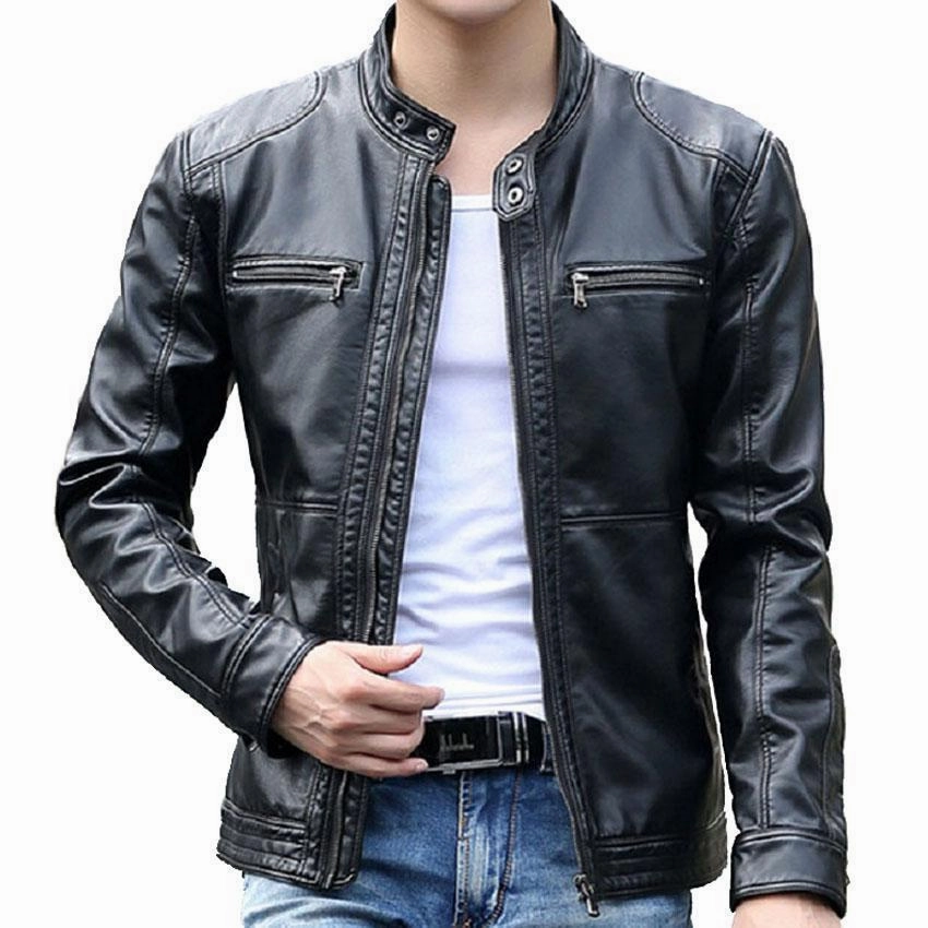 West Louis? Motorcycle Leather Jacket Striped Detail Stylish Protection