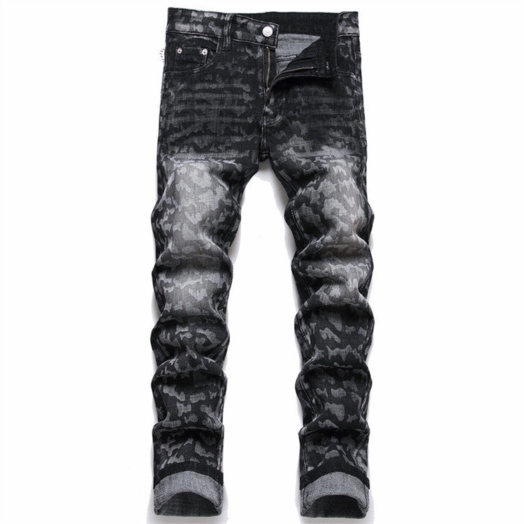 West Louis? Punk Print Slim Fit Jeans Day Out Style Breathable Lining