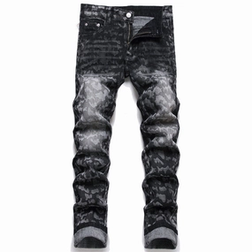 Night Out Everyday Holiday Vibes West Louis? Punk Print Slim Fit Jeans