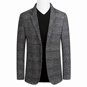 West Louis? Single Breasted Business Casual Blazer Denim Cool