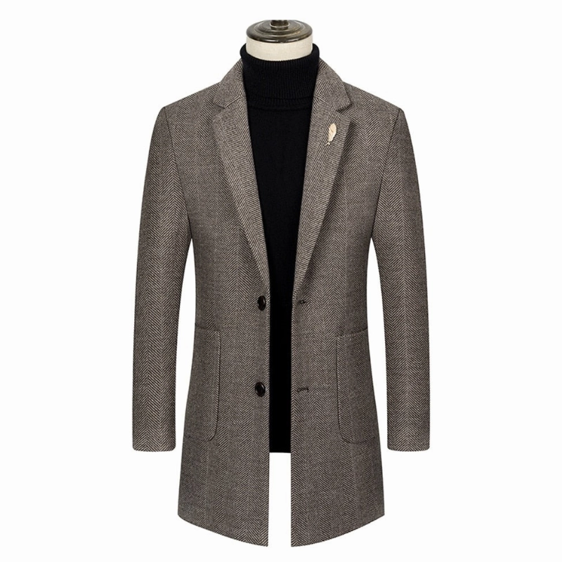 West Louis? Single-breasted Woolen Business Casual Trench Coat Breathable Technology