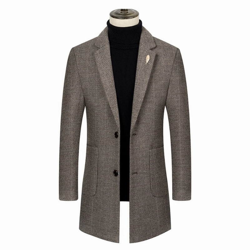 West Louis? Single-breasted Woolen Business Casual Trench Coat Hidden Storage Compartment Soft Touch