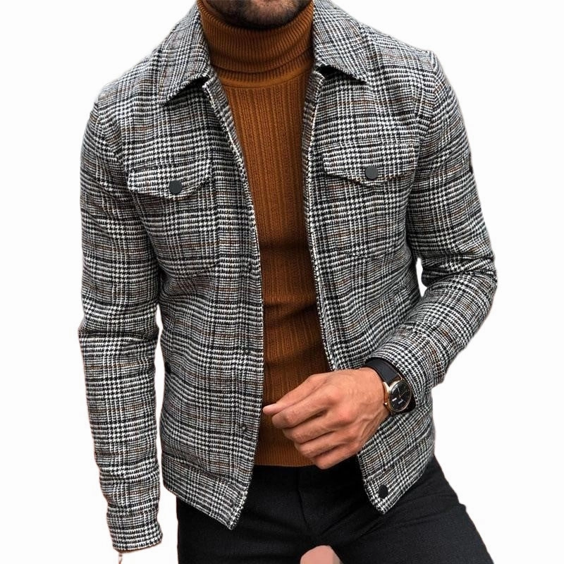 Travel Must Comfort Fit Cut West Louis? Slim Plaid Turn-down Collar Single Breasted Jacket