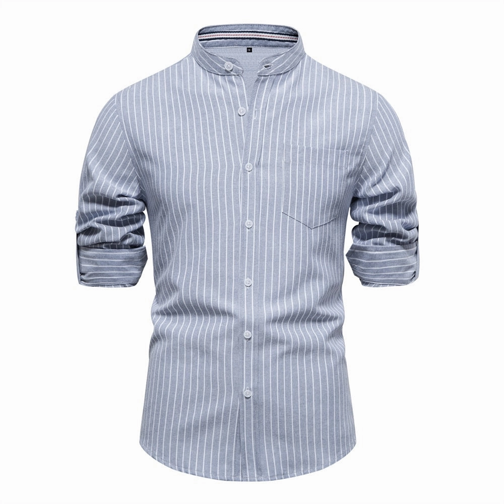 West Louis? Stripe Pattern Cotton Twill Button-Up Shirt Timeless elegance