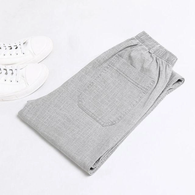 West Louis? Thin Elastic Waist Linen Summer Pants Sharp Cut
