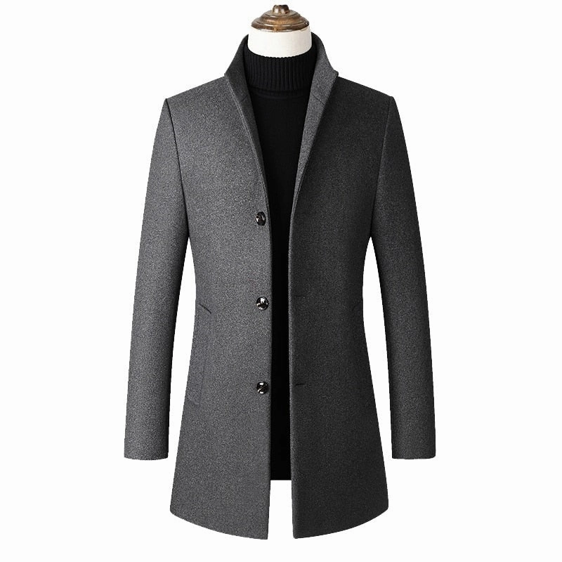Anti Slip Interior West Louis? Winter Executive Business-Men Woolen Long Trench Coat