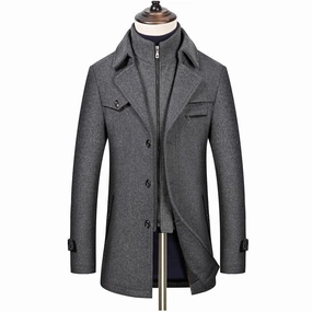 West Louis? Winter Wool Blend Business Long Overcoat Utility Mode