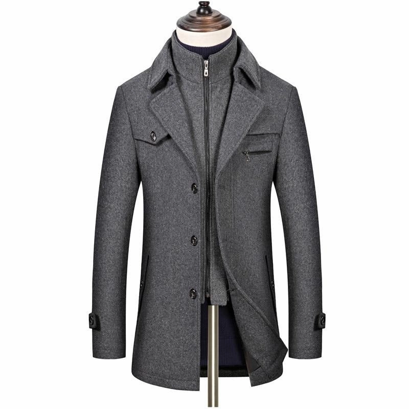 Dry Touch West Louis? Winter Wool Blend Business Long Overcoat