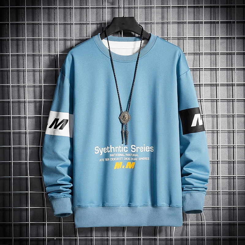 Warm Clothing Autumn Loose Letter Printed Sweater Men'S Long Sleeved Sweater