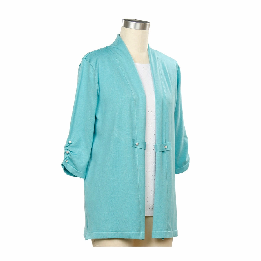 Global Glow Weatherproof Women's 3/4 Sleeve Open Front Cardigan 1354