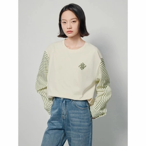 Women??s Contrast Color Patchwork Pullover - Spring Sweatshirt Casual Chic