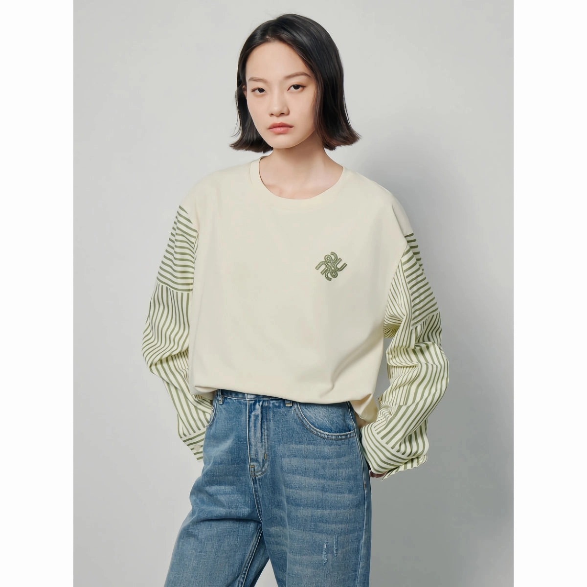 Women??s Contrast Color Patchwork Pullover - Spring Sweatshirt Casual Chic