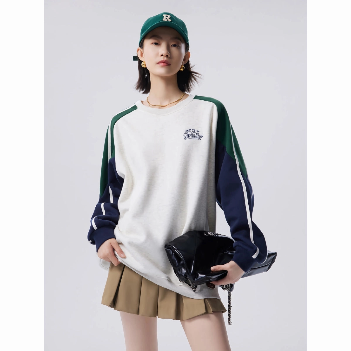 Relaxed Vibes Women's Contrast Stitching Pullover - Casual Autumn Hoodie