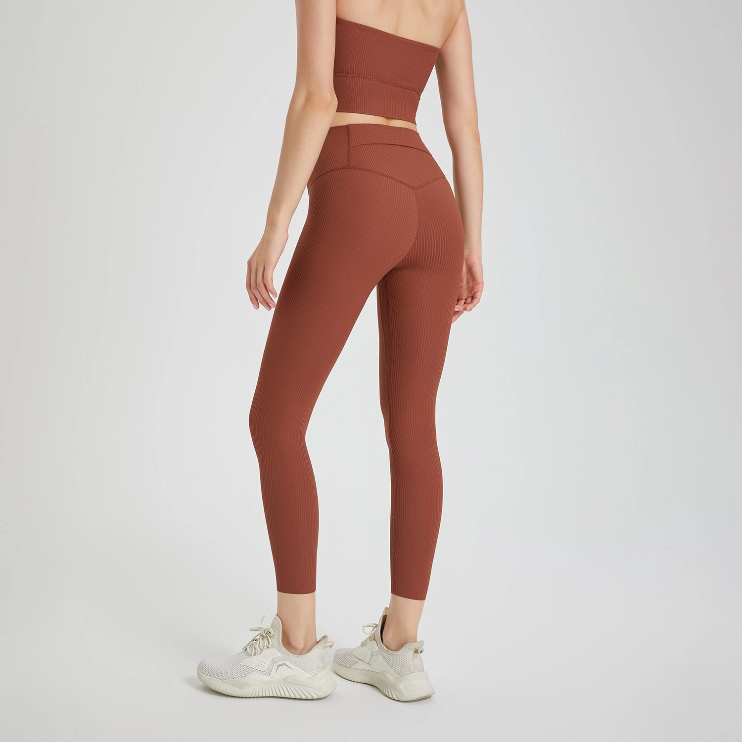 Women's Fashion Sunken Stripe Hip Raise High Waist Stretch Exercise Workout Pants Dance Studio Mesh Panel Active Lifestyle Four Way