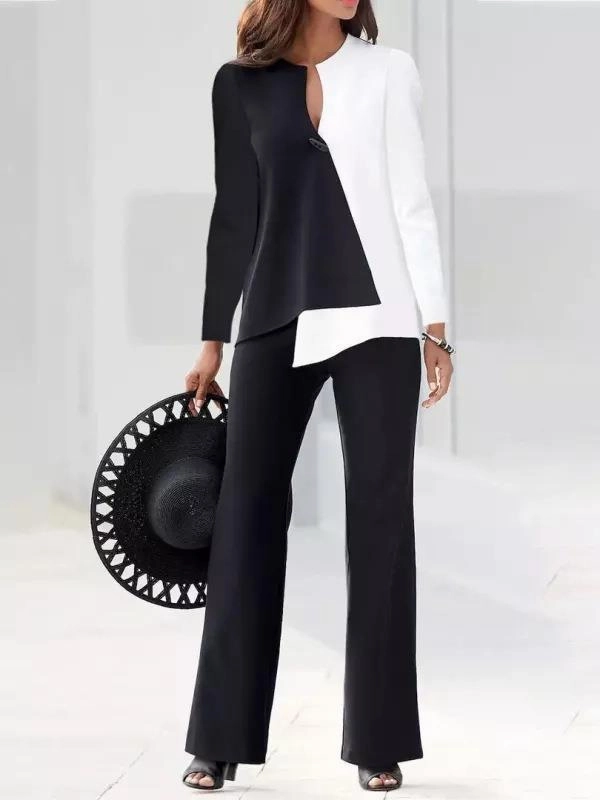 Women's Fashion Temperament Color Matching Loose Trousers Two-piece Suit Sporty Home Wedding Night