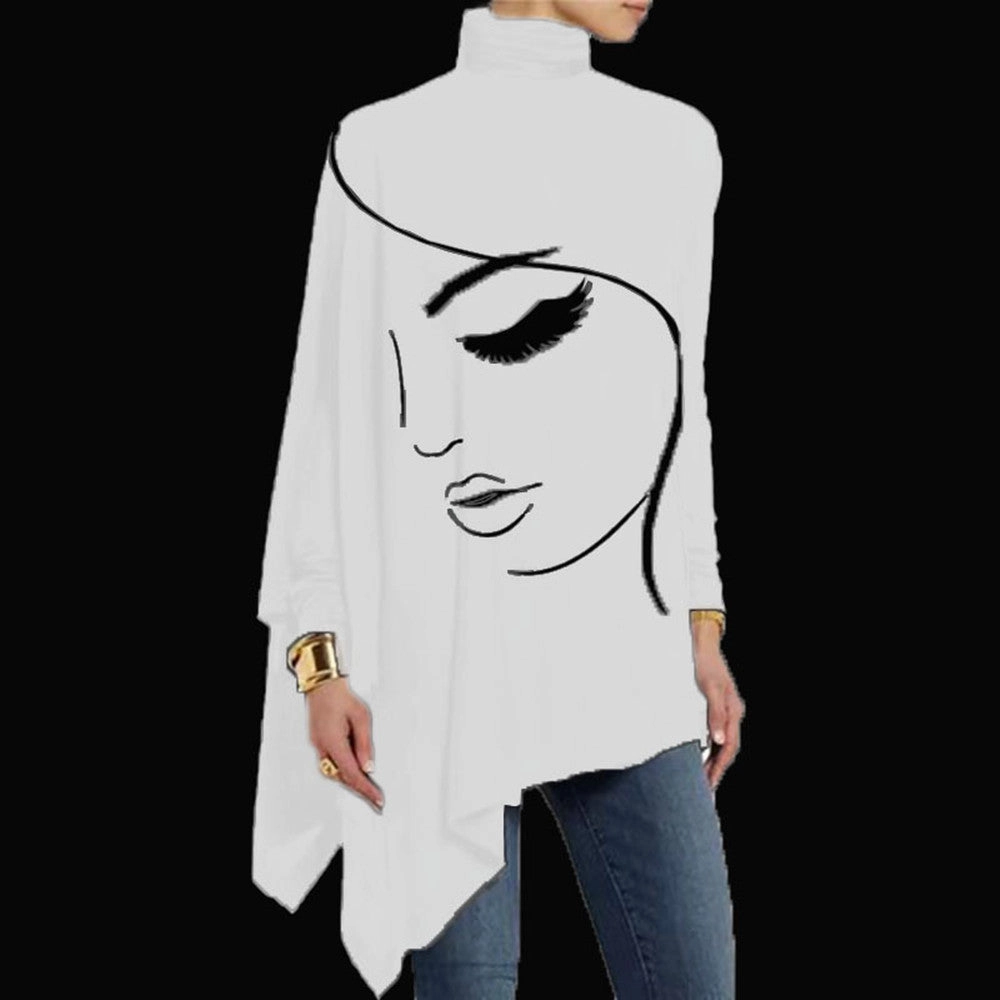 Women's Fashion Turtleneck Irregular Knitted Sweater Warm Clothing