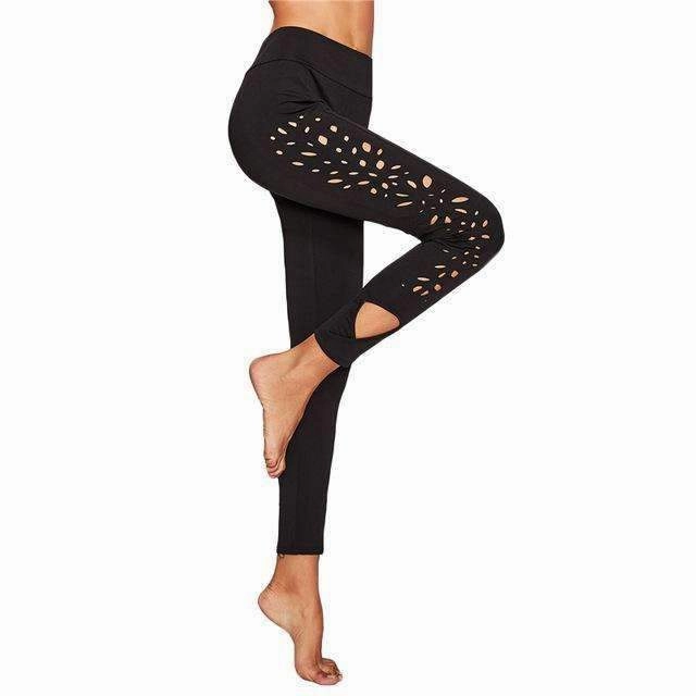Women's Hollow Laser Cut Side Fitness Leggings Exclusive Cosmetics