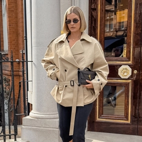 Durable Color Retention Clean Fit Women's Long-sleeved Lapel Lace-up Waist-controlled Mid-length Trench Coat