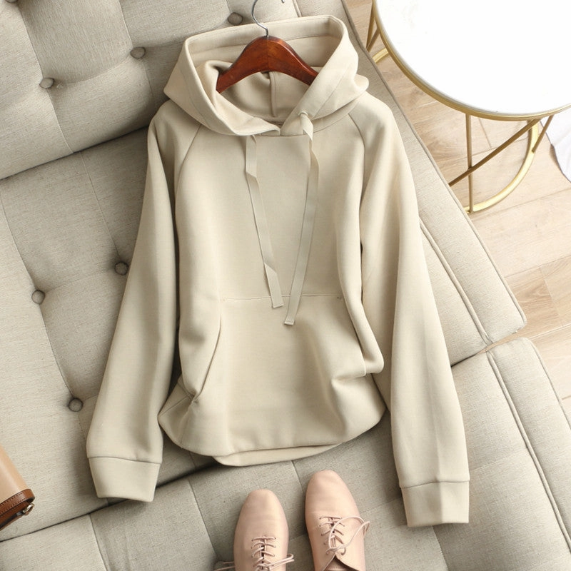 product luxury indulgence Warm Layering Women's Plain Hooded Drawstring Loose Sweater