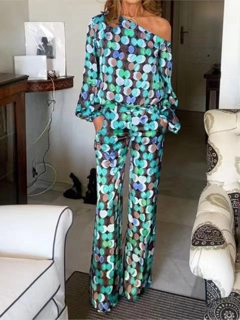 Women's Printed Pocket Long Sleeve Fashion Casual Temperament Elegant Loose Suit For Women Wedding Night