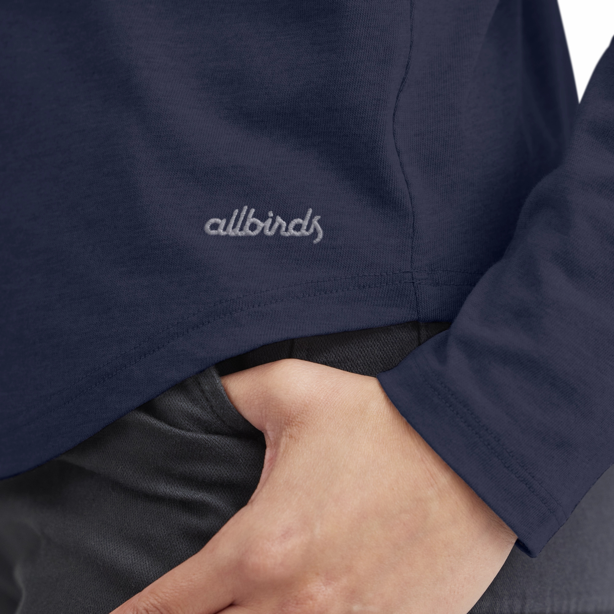 Women's Soft Merino Long Sleeve Tee - Deep Navy Open Heart