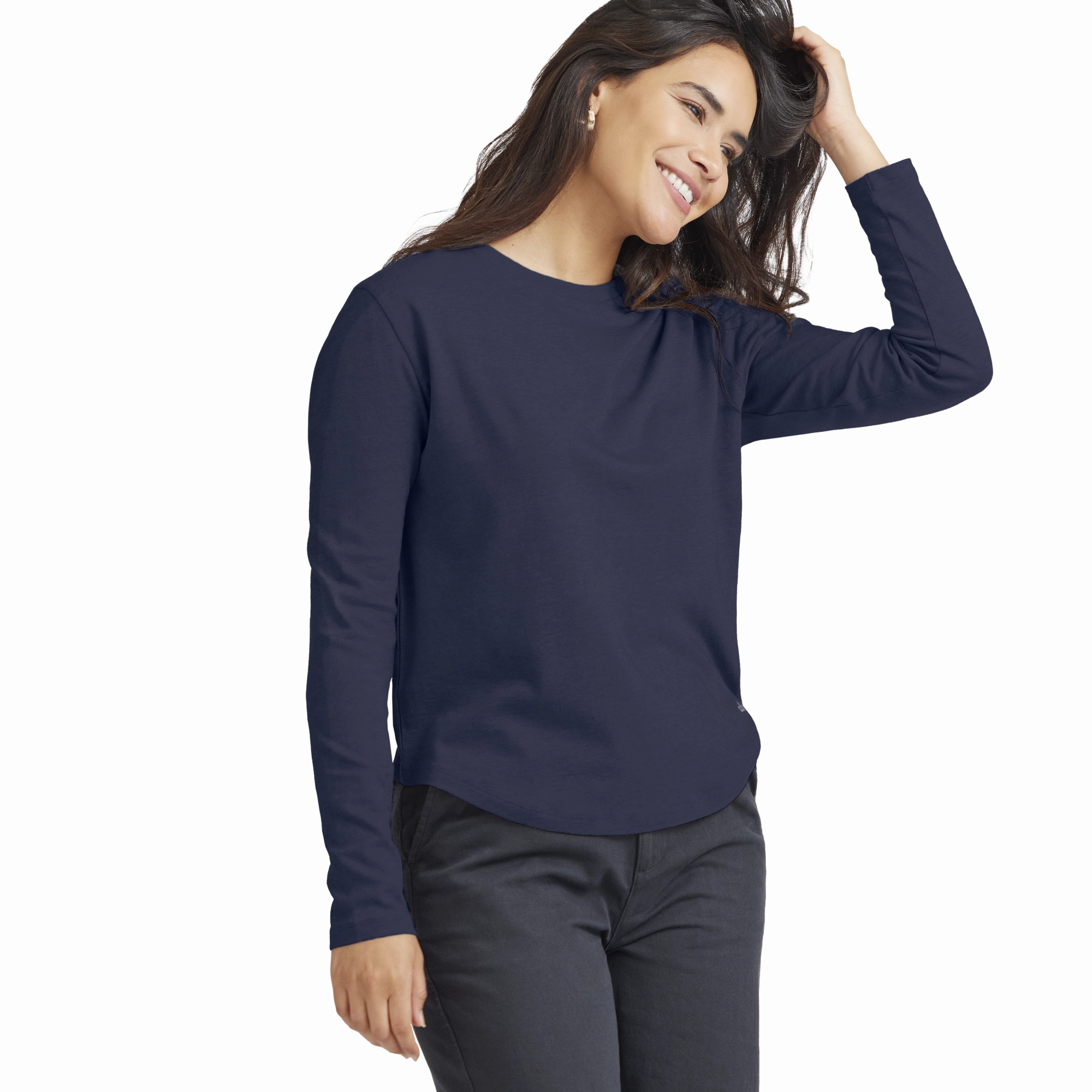 Denim style Women's Soft Merino Long Sleeve Tee - Deep Navy