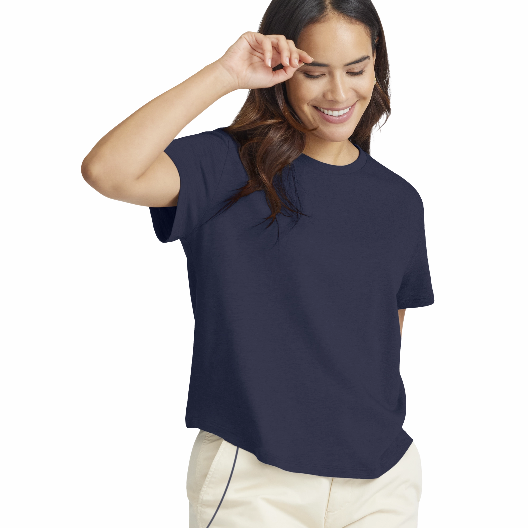 Flexible Waistline Professional Look Women's Soft Merino Tee - Deep Navy