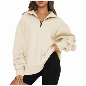 Women Sweatshirts Zip Turndown Collar Loose Casual Tops Clothes product festival wear fun