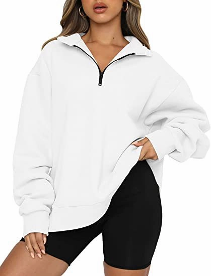 twill Cozy Design Women Sweatshirts Zip Turndown Collar Loose Casual Tops Clothes