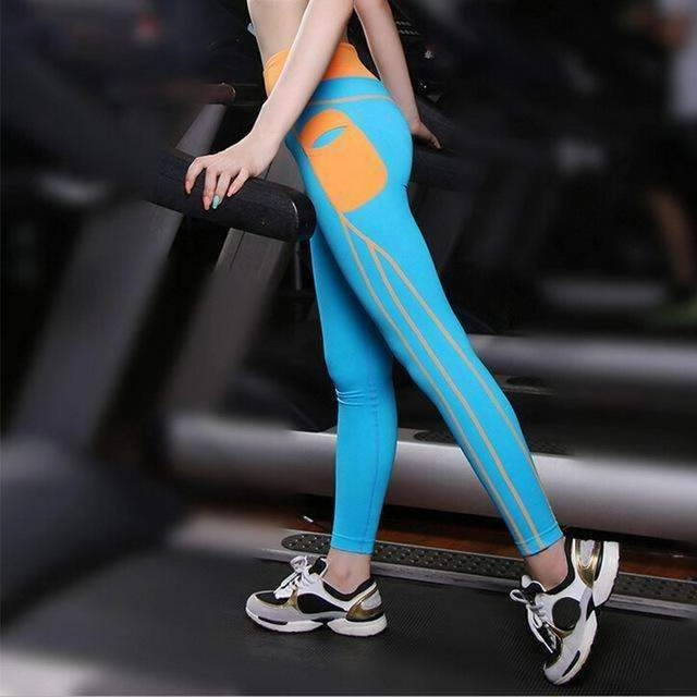 Women Tights Sports Leggings Yoga Pants Running Patchwork Breathable Fitness Skinny Pants Slim Gym Leggings Push Up Sexy Trouser Polypropylene fabric softener