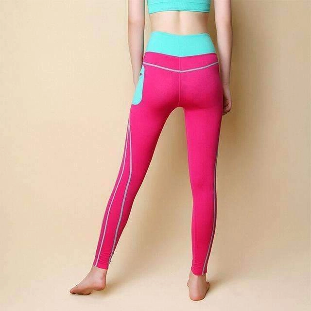 Women Tights Sports Leggings Yoga Pants Running Patchwork Breathable Fitness Skinny Pants Slim Gym Leggings Push Up Sexy Trouser Gusseted Crotch Construction