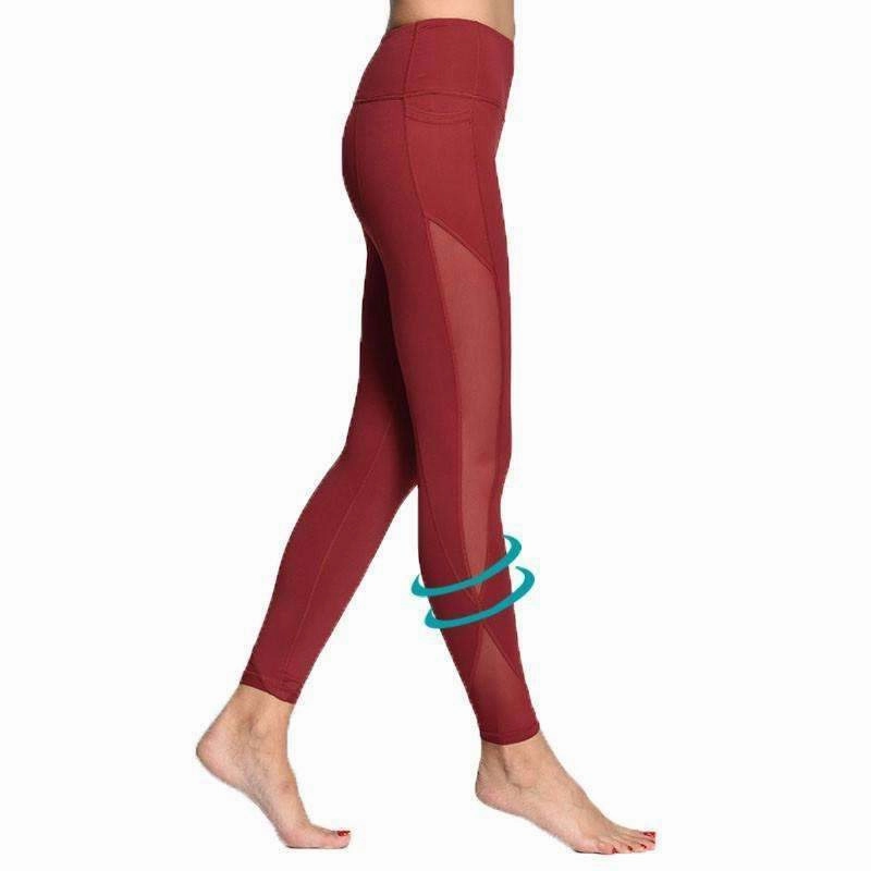 Women Yoga Compression Pants Mesh Leggings Pants Elastic Tights Sexy Yoga Capri with Pocket for Workout Gym Jogging Serum