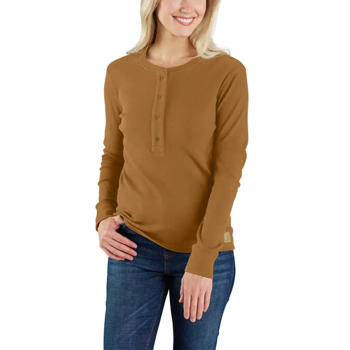 Women's Tencel Relaxed Fit Long-Sleeve Ribbed Henley Shirt 106480 Net Fit