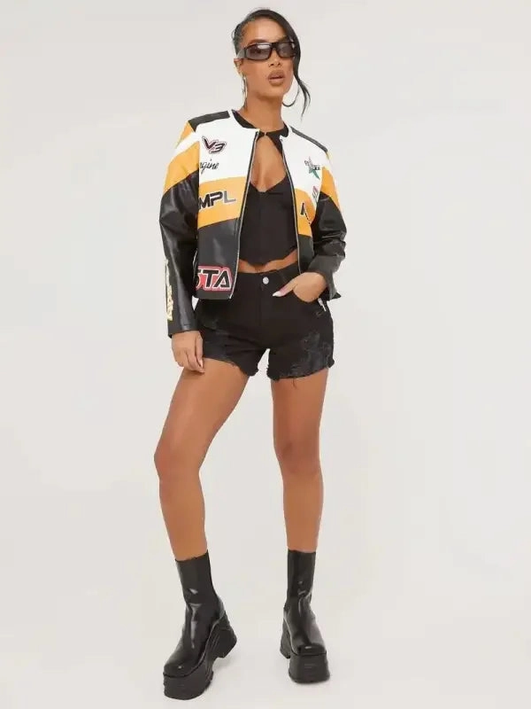 Quick Dry Material NonChafing Seam Placement Zip Up Leather Jacket