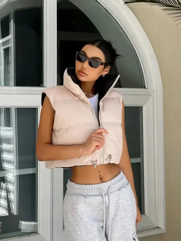 Zip Up Reversible Vests Convertible Style SeamlessShoulderPanels